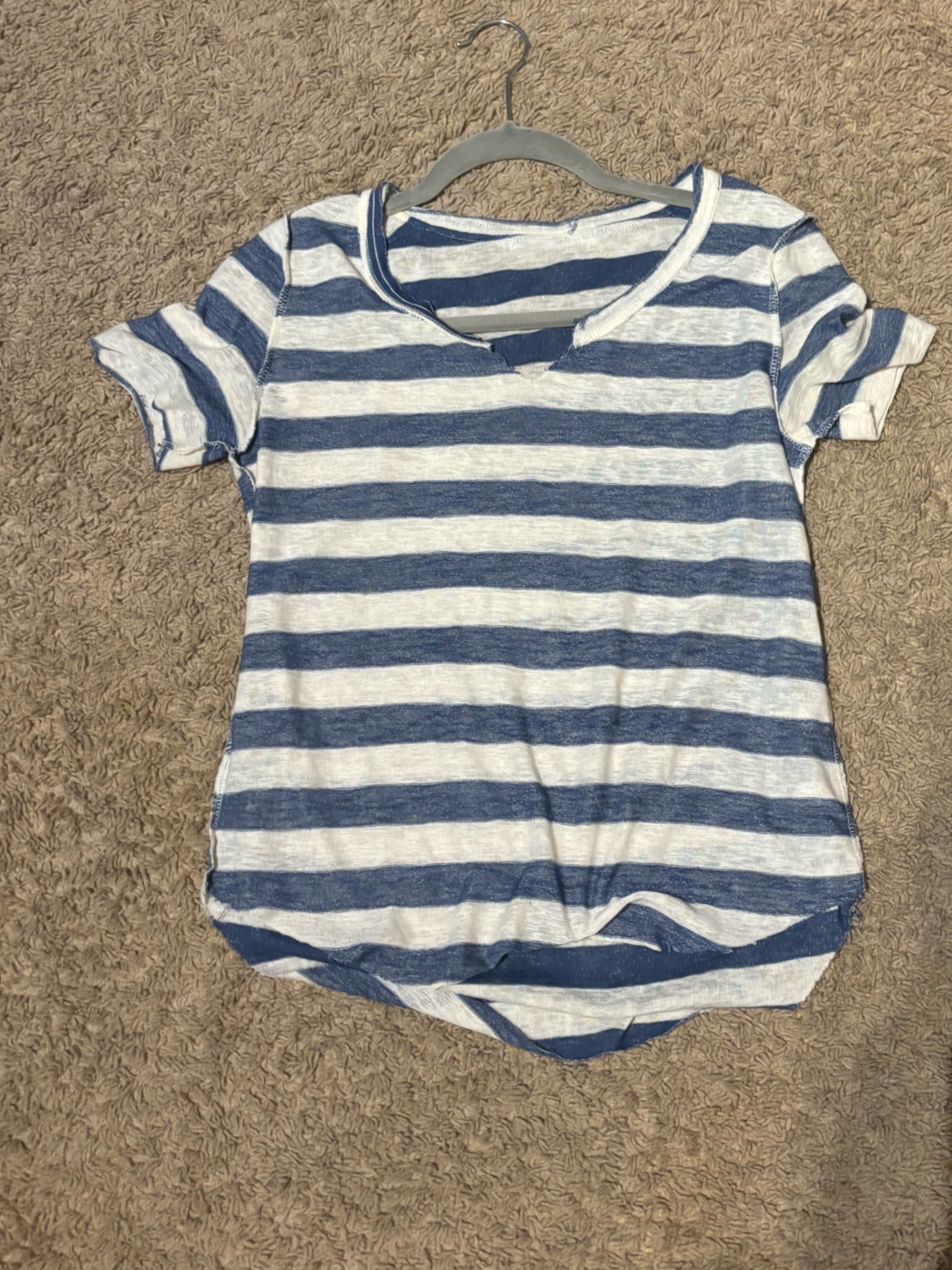 Project Social T Lightweight Striped Tee In Blue And Cream